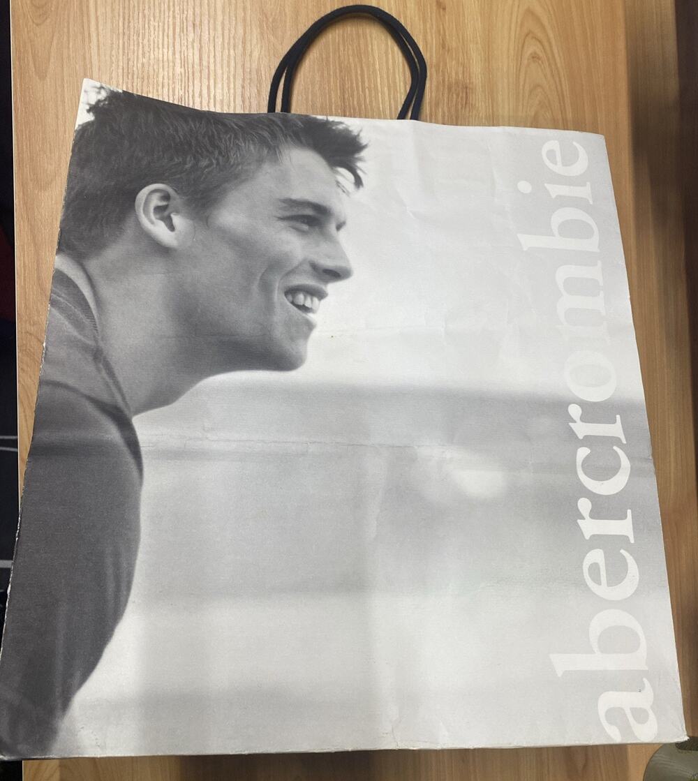 Vintage Abercrombie & Fitch Paper Shopping Bag – 14 x 15.5” Rope Handles